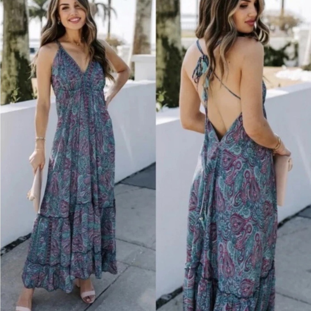 RAGA Teal Grey Maxi Dress Size XS